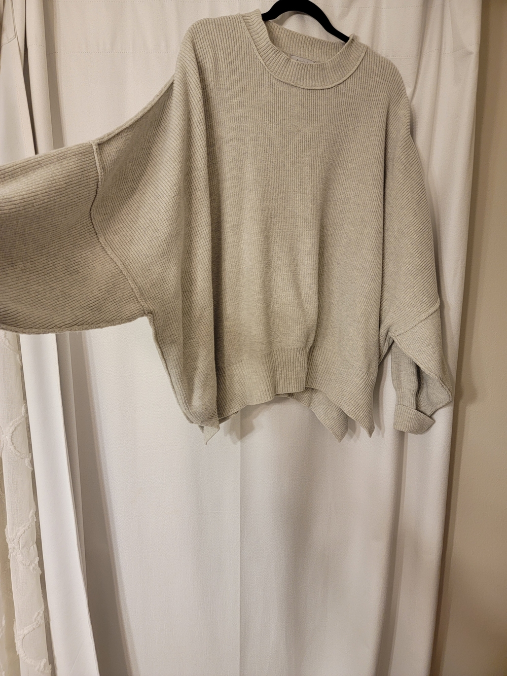white birch Oversized Crewneck Sweater in Light Taupe